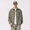 Camisa de Rayas de Cupro para Hombre, Nueva Tendencia Estilo Americano Primavera 2026 Marca de Moda, Chaqueta Camisa Casual Holgada Vintage de Manga Larga