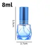 Venta directa del fabricante: Botella de muestra de perfume rollerball de diamante de 8 ml, spray de perfume, botella de recarga rollerball de aceite esencial cosmético