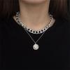 Europa y Estados Unidos ins transfronterizo retrato retro exagerado collar de cadena gruesa doble capa cadena de personalidad cadena de cuello hip-hop cadena de clavícula mujeres