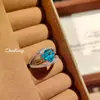 Elegante Anillo de Nido de Pájaro Lujo Ligero Aguamarina con Flor de Diamante Corte Hielo Triturado Azul Simple Tanzanita Moda Alto Carbono Anillo para Mujer Incrustado
