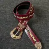 Cinturón Vintage de Segunda Mano con Estampado de Leopardo Borgoña y Hebilla Dorada, Cinturón Versátil de Estilo Retro de Nicho para Hombres y Mujeres