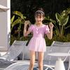 Traje de baño infantil Poliéster Niñas Malla Una pieza Color Sólido Estilo Vestido Bañador para Aguas Termales Venta al por Mayor Secado Rápido