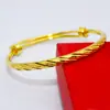 Pulsera de Barra Redonda Dorada para Mujer Lluvia de Meteoros Push-Pull Brazalete Redondo Sólido Pulsera Dorada Joyería al por Mayor para Transmisiones en Vivo de Tiktok