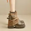 Botas Martin Meilade Retro de Salto Grosso Femininas 2026 Outono Novo Aumento de Altura Botas Curtas Empilhadas Botas para Perna de Calça Botas de Cavaleiro