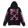 Comércio exterior transfronteiriço fora do suéter ow marca de moda clássico rosa flor de pêssego com capuz pulôver branco casaco de veludo de manga comprida