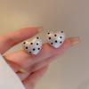 Pendientes de Perla de Algodón Dulces, Pendientes de Corazón de Lunares, Pendientes de Diseño de Nicho de Alta Gama para Mujer, Modernos y Versátiles