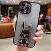 Transfronterizo nuevo Año Nuevo conejo soporte de varilla de tracción funda para teléfono Apple 14 para iPhone13ProMax borde recto galvanoplastia