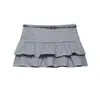 Para Comércio Exterior Transfronteiriço Europeu e Americano Roupas Femininas Aliexpress Mais Vendidas Verão Simples Versátil Xadrez Camada Dupla Saia com Babados