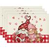 Venta caliente de Amazon Día de San Valentín Día de la Madre gnomo corazón de amor flor hierba mantel decoración del hogar mesa de cocina lino