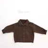 Cárdigan de punto fino con mezcla de lana, color liso de otoño, para niños y niñas, chaqueta tejida, suéter infantil, top elegante