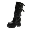 Botas Negras Estilo Británico Retro de Suela Gruesa para Mujer 2025 Nuevas Otoño e Invierno con Efecto Adelgazante para Falda Botas de Caballero