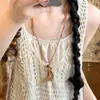 Collar con Colgante de Corazón Trenzado Retro para Mujer en Verano con Falda, Cadena Larga para Suéter, Accesorios Versátiles Diarios para Fiesta de Estudiantes