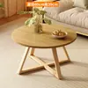 Juego de Mesa de Café Sencillo de Madera Maciza Japonesa Mesa Redonda Pequeña para Apartamento Dormitorio Mesa Auxiliar para Sofá de Sala de Estar Mesa de Té para Balcón