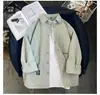 2026 Nueva Camisa Casual de Manga Larga para Hombre, Primavera, Verano, Otoño, Tendencia, Corte Holgado, Estilo Hong Kong, Camisa Chaqueta de Trabajo
