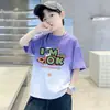 Ropa de Verano para Niños Algodón Puro Transpirable Camiseta de Manga Corta Degradada Estilo Nuevo Camiseta de Verano Holgada para Niños Tendencia