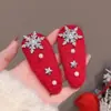 Grampo de Cabelo Floco de Neve Vermelho de Pelúcia para Ano Novo, Presilha Lateral em Forma de Estrela, Grampo Doce e Fofo, Acessório de Cabelo com Atmosfera de Natal