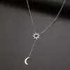 El Collar con Colgante de Sol y Luna Más Vendido de Amazon, Estilo Europeo y Americano, Cadena Larga Simple de una Sola Pieza para Suéter, Cadena para Clavícula para Hombres y Mujeres