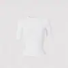 Camiseta Feminina Popular Versátil Preta Manga Curta Gola Redonda Manga Média Ajuste Slim Ombro Normal Estilo Novo Primavera/Verão 2026