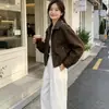 Chaqueta Casual de Otoño 2026, Top de Moda Tendencia, Nuevo Estilo Callejero de Moda, Chaqueta Corta Adelgazante con Parches de Cuello de PU