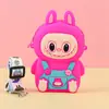 Porta-moedas de ombro de silicone Labubu em estoque, porta-moedas infantil de desenho animado da moda, bolsa de celular transversal de desenho animado para estudantes
