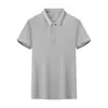 Camisa Polo de Manga Curta Stretch 200g Poliéster-Elastano com Listras Coloridas em Bloco de Poliéster-Elastano e Gola Personalizada