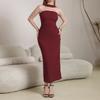 Vestido sin tirantes de comercio exterior transfronterizo Europa y Estados Unidos sexy verano estilo puro espalda descubierta cuello largo vestido vestido