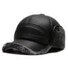 Gorra de Béisbol de Moda con Forro de Polar para Invierno para Hombres, Gorra de Cuero a Prueba de Viento y Cálida para Personas de Mediana Edad y Mayores, Gorra de Béisbol Engrosada con Protección para los Oídos para Papá