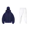 Nova Temporada Moletom com Capuz Duplo e Zíper DIY Liso Masculino Feminino Outono Inverno Conjunto de Calça de Moletom com Capuz e Zíper para Casal