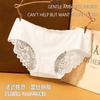 Ropa interior de verano estampada de Seda de Hielo sin costuras para mujer, sexy, cómoda, de color sólido, de talle medio, con encaje hueco, para mujer