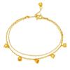 Pulseira de Flor de Lírio do Vale Dourado Areia Vietnamita Imitação de Ouro Cinco Flores Joia de Mão Feminina Latão Dourado Pulseira Empilhada de Camada Dupla Lote