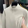 Directo del fabricante: Camiseta de manga larga para hombre Otoño/Invierno, cuello semi-alto, forro polar interior, nuevo estilo versátil para hombres jóvenes y de mediana edad