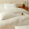 Juego de cuatro piezas estilo hotel Clase A 100% algodón sin teñir con amarre, juego de ropa de cama estilo casa de huéspedes de algodón puro blanco sin teñir con jacquard simple