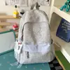 Mochila Ligera con Rayas Gris Azuladas Estilo Japonés, Adecuada para Estudiantes de Secundaria, para Clase, Viajes Diarios y Uso al Aire Libre