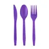 Novedad en stock serie de colores sólidos suministros para fiestas morados vaso de papel plato de papel mantel suministros para diseño de fiesta de cumpleaños