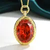 2026 Nueva Joyería Huabi Esmeralda Simulada Oro Cepillado Retro Collar Colgante Piedra Principal 18*25