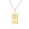 Europa y Estados Unidos nuevo collar de acero inoxidable 12 constelaciones 18K cuadrado doce constelaciones tarot tótem etiqueta cadena de clavícula