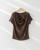 Ropa para Mujer Estilo Coreano 2026 Primavera/Verano Tencel Lana Cuello Asimétrico Manga Corta Adelgazante Ligera 5A Antibacteriana