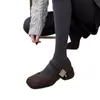 Novos Sapatos Mary Jane de Pelo para Roupas de Inverno Femininas, Novos Sapatos Franceses Retrô de Lã Grossa com Salto Alto para Mulheres