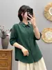 Estilo Novo de Verão Alta Qualidade Macio, Amigo da Pele e Respirável Cor Sólida Blusa Camisa de Manga Curta em Gaze de Algodão com Dupla Camada para Mulheres