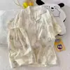 Embalagem de Entidade Algodão Nuvem Verão Novo Estilo Pijama para Mulheres Fino Doce Desenho Animado Manga Curta Calça Curta Conjunto de Roupa para Casa