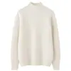 Suéter base cálido de cachemira para otoño e invierno para mujer, cuello semi-alto, engrosado, cómodo, suave, amigable con la piel, manga larga, jersey, corte holgado