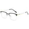 Gafas de Media Montura Estilo Nuevo para Hombres con Miopía, Monturas de Metal Ultraligeras, Se Pueden Personalizar con Lentes Graduados, Luz Azul Anti-Reflejo, Fabricante de Monturas para Mujer