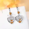 Brincos Longos Europeus e Americanos Coloridos de Zircônia com Coração de Mãe para Mulheres, Luxo Acessível Moda de Nicho Versátil Presente de Dia das Mães