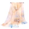 Bufanda de Primavera y Otoño Nueva Moda Estilo Chino Estampado de Loto Bufanda Delgada de Georgette de Seda para Mujer Bufanda Decorativa Venta al por Mayor