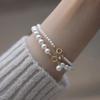 Pulsera de Perlas para Mujer Plata de Ley S925 Lujo Ligero Moda Versátil Elegante Apilable Exquisita Pulsera en Stock