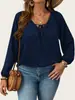 Ropa Europea y Americana Transfronteriza para Mujer Tallas Grandes, Nuevos Tops Vintage de Otoño con Estampado Floral, Camisas de Gasa con Cordones y Cuello en V de Manga Larga