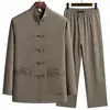 Traje Tang estilo chino NN, conjunto de verano para hombres de mediana edad y mayores, adecuado para padres y abuelos, diseñado para el ejercicio matutino, con cierres de nudo chino tradicional y elegante bordado