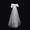 Boda Novia vestido de novia principal blanco velo de hada simple lazo de satén Super hada propuesta registro de boda accesorios para fotos