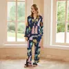 [Leopardo nebuloso azul] pijama mujer verano manga corta seda de hielo fino talla extra grande caricatura primavera y otoño se puede usar ropa de casa