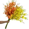 Orquídea Danzante Naranja Flor Artificial de Tallo Único Modelo Oncidium Decoración de Habitación Arreglo Floral de Boda Arte Floral Flor Artificial Decoración de Boda